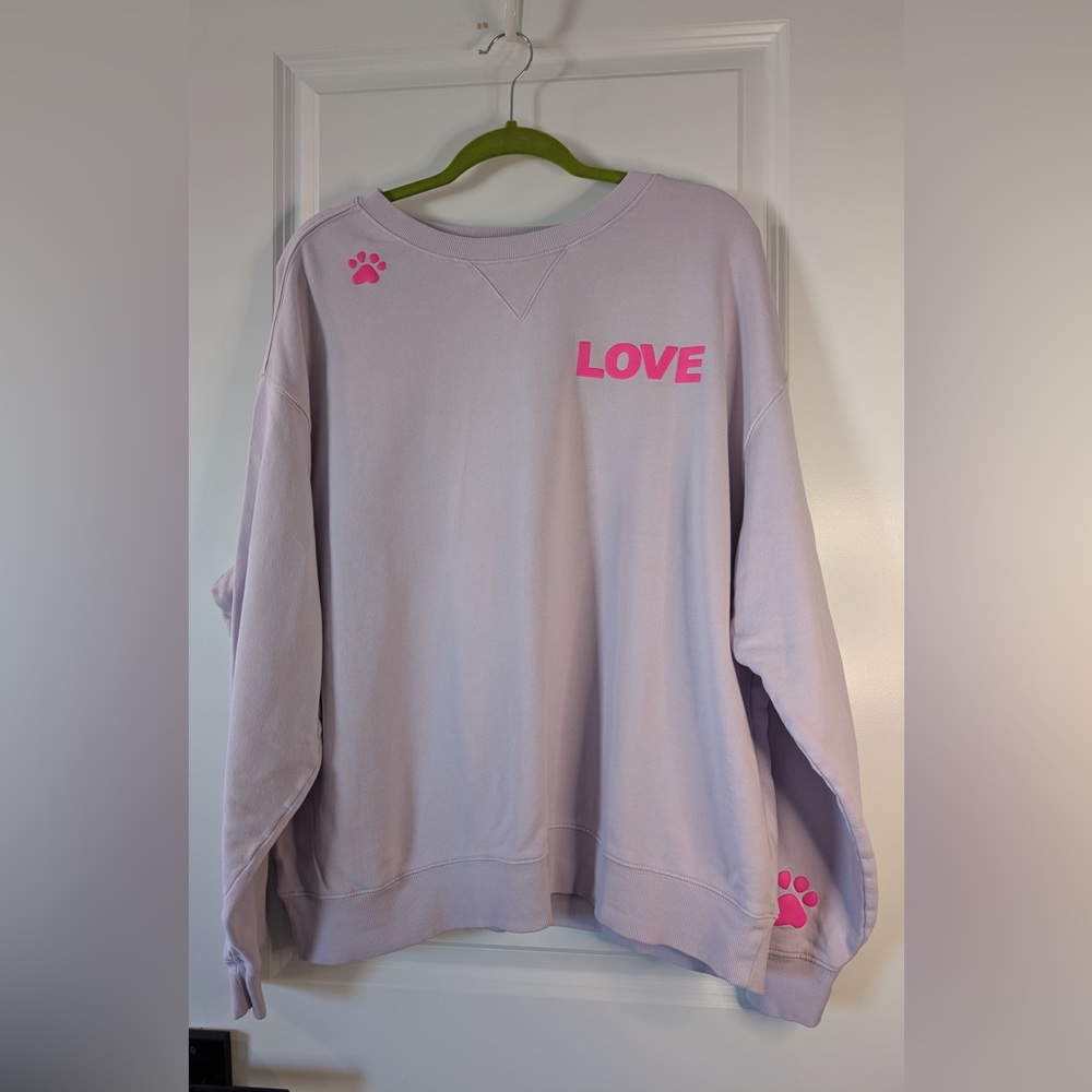 Wildfox Dogs Love Me Sweatshirt Pale Lilac Size XL